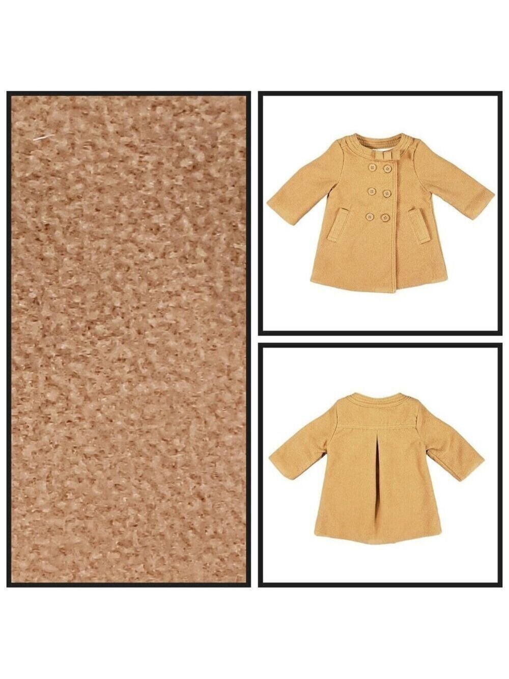 Baby B’gosh Girls Tan Peacoat Jacket 6M Double Breasted Coat